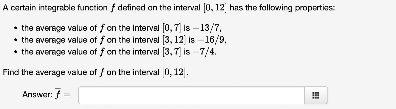 Solved A certain integrable function f defined on the | Chegg.com