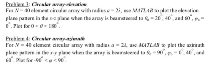 Solved For N = 40 element circular array with radius a = 2 | Chegg.com