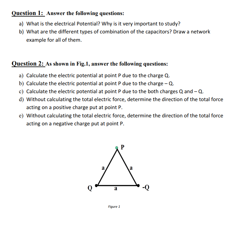 Solved Question 1: Answer The Following Questions: A) What | Chegg.com