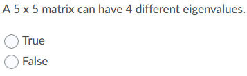 Solved Answer the following question: A 5x5 matrix can | Chegg.com