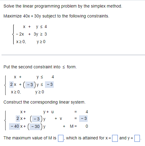Solved Solve the linear programming problem by the simplex | Chegg.com