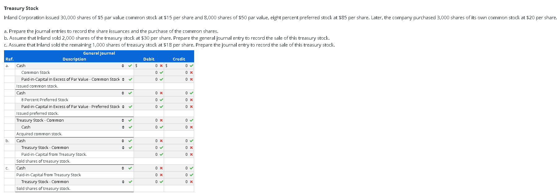 Solved Treasury Stock Inland Corporation Issued 30,000 | Chegg.com