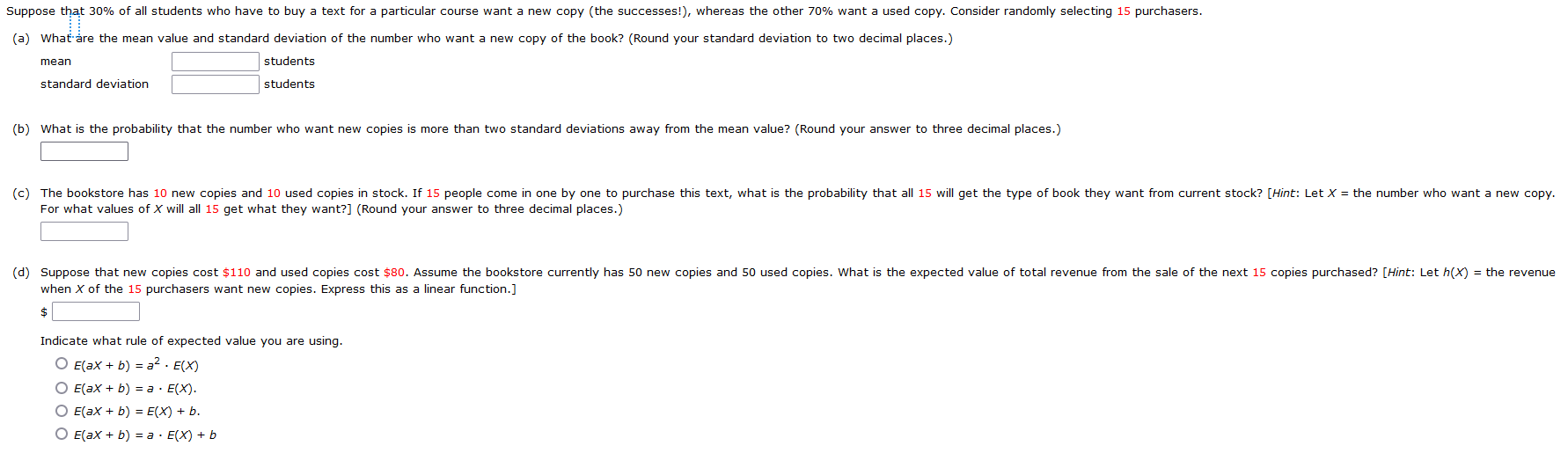 Solved (a) What are the mean value and standard deviation of | Chegg.com