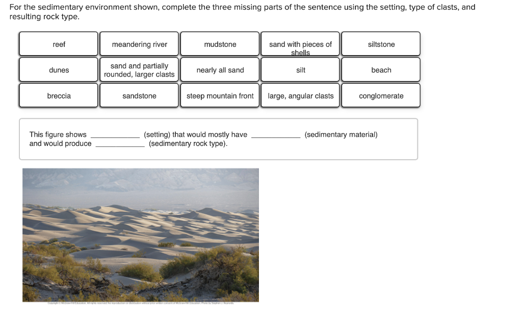 Solved For The Sedimentary Environment Shown, Complete The | Chegg.com