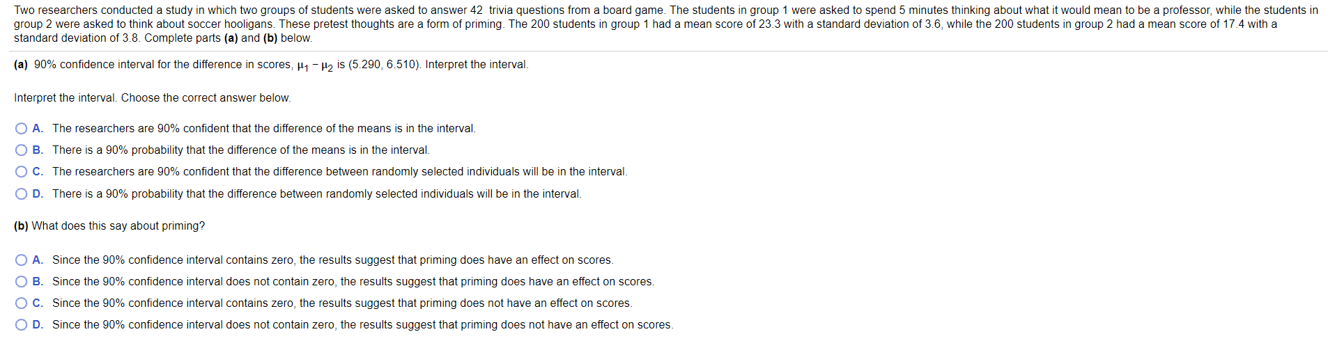 Solved Two researchers conducted a study in which two groups | Chegg.com