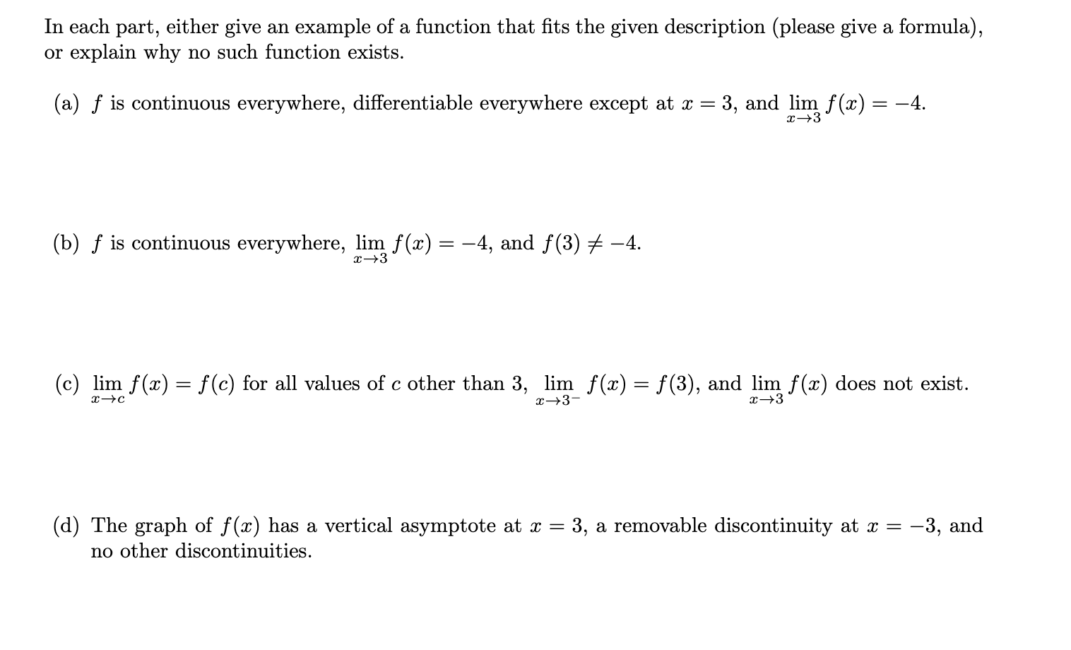 Solved In each part, either give an example of a function | Chegg.com