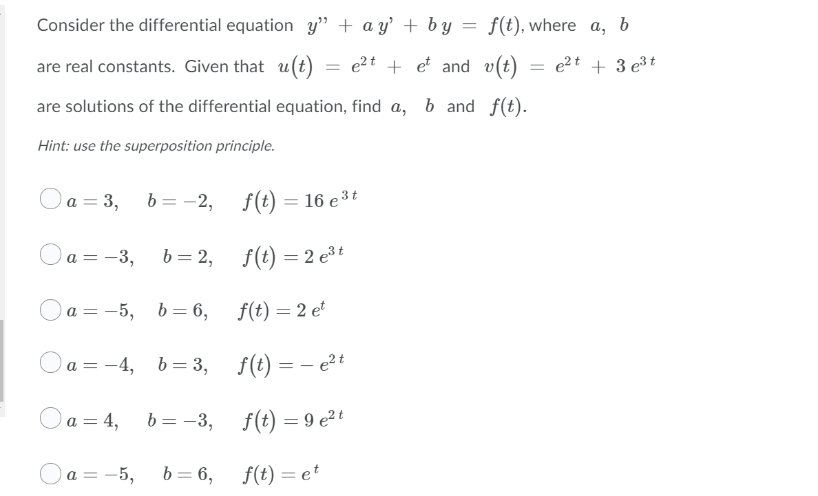 Solved Consider The Differential Equation Y A Y By Chegg Com