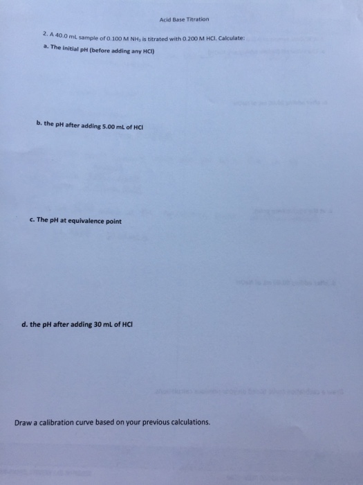 Solved A 40.0 mL sample of o 10o MNH, is titrated with o 200 | Chegg.com