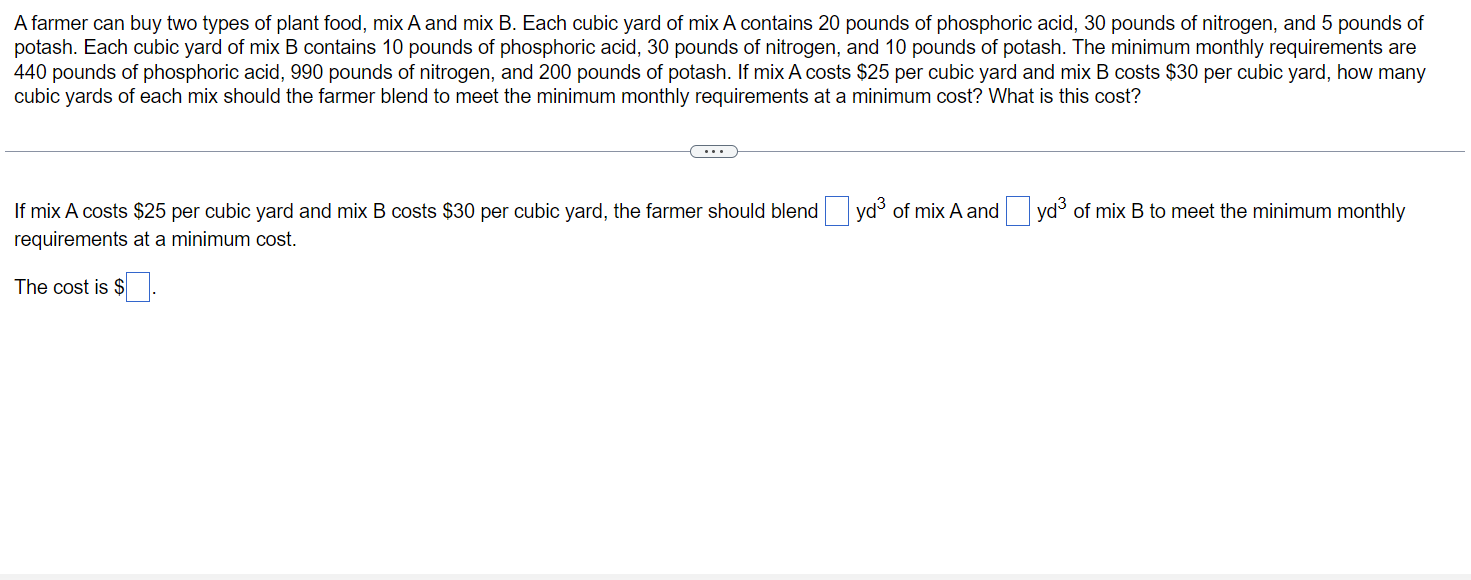 Solved A farmer can buy two types of plant food, mix A and