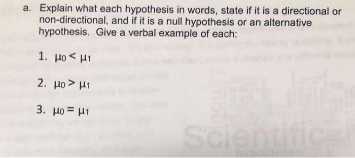 state the alternative hypothesis in words