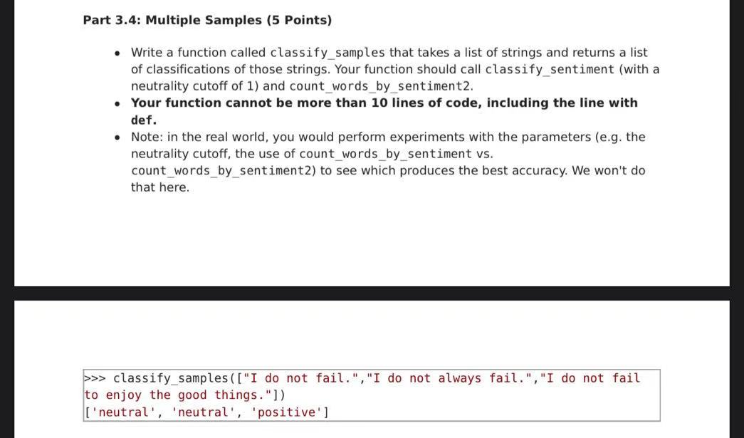 Part 3.4: Multiple Samples (5 Points) Write a | Chegg.com