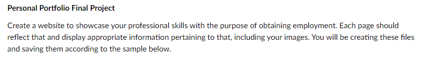 Solved Personal Portfolio Final Project Create a website to | Chegg.com