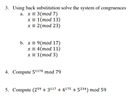 Solved 3. Using back substitution solve the system of | Chegg.com