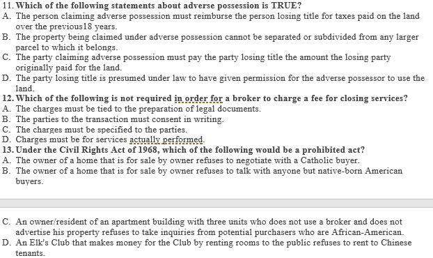 Solved 11 Which Of The Following Statements About Adverse 4266