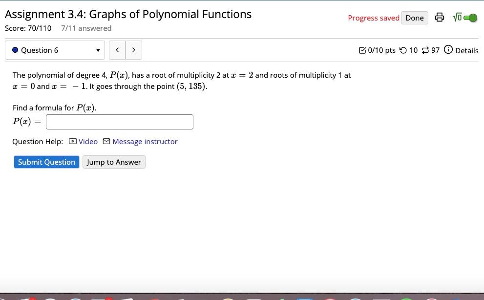 Solved Assignment 3.4: Graphs of Polynomial Functions Score: | Chegg.com