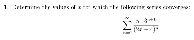 Solved 1. Determine the values of x for which the following | Chegg.com