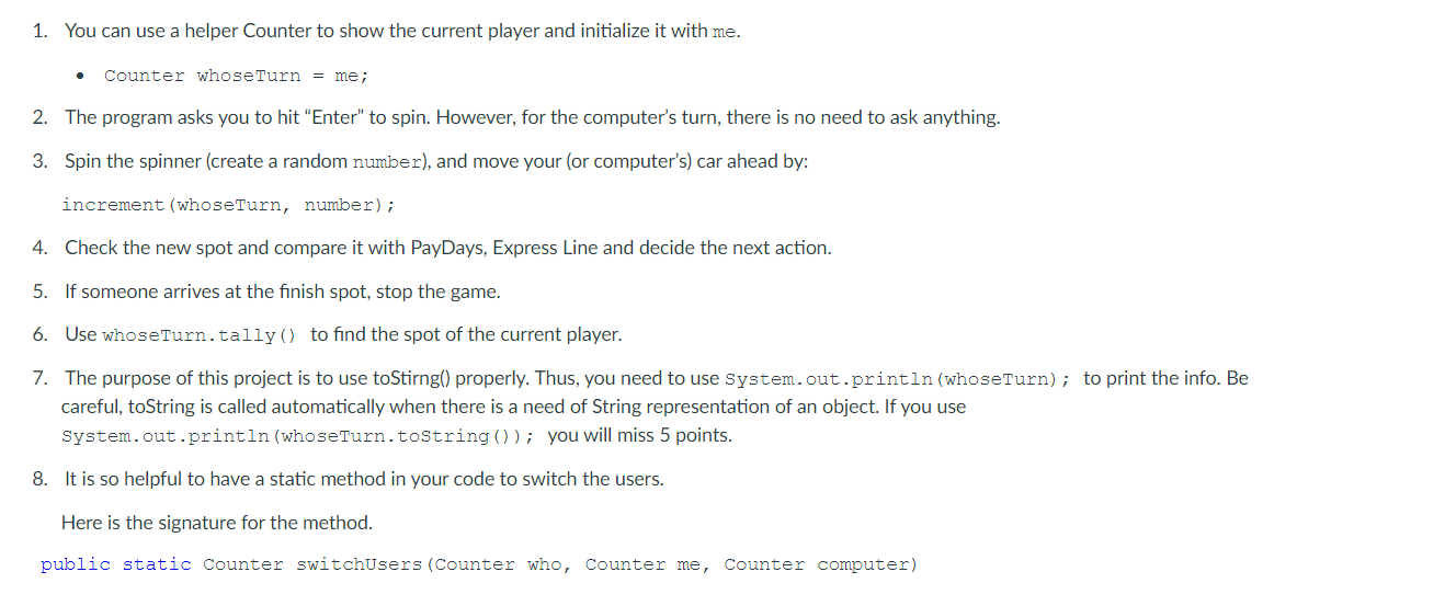 Solved Step 1: Counter.java Use the class that we explained | Chegg.com