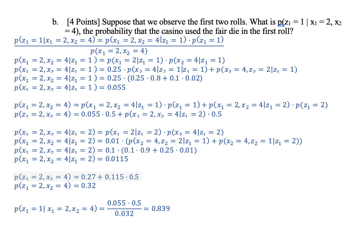 Solved 4. We first examine a simple hidden Markov model | Chegg.com