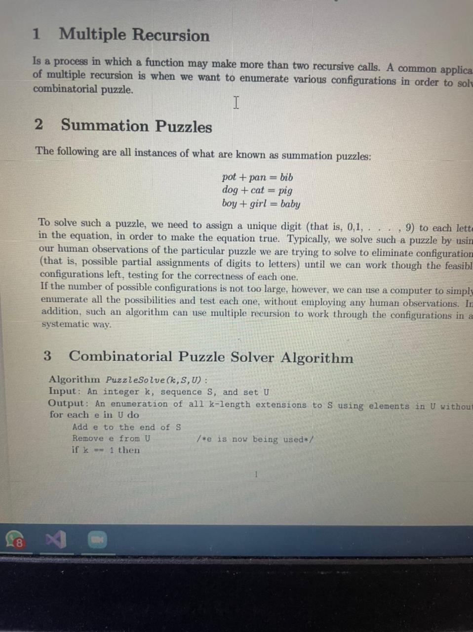 Solved 1 Multiple Recursion Is a process in which a function | Chegg.com