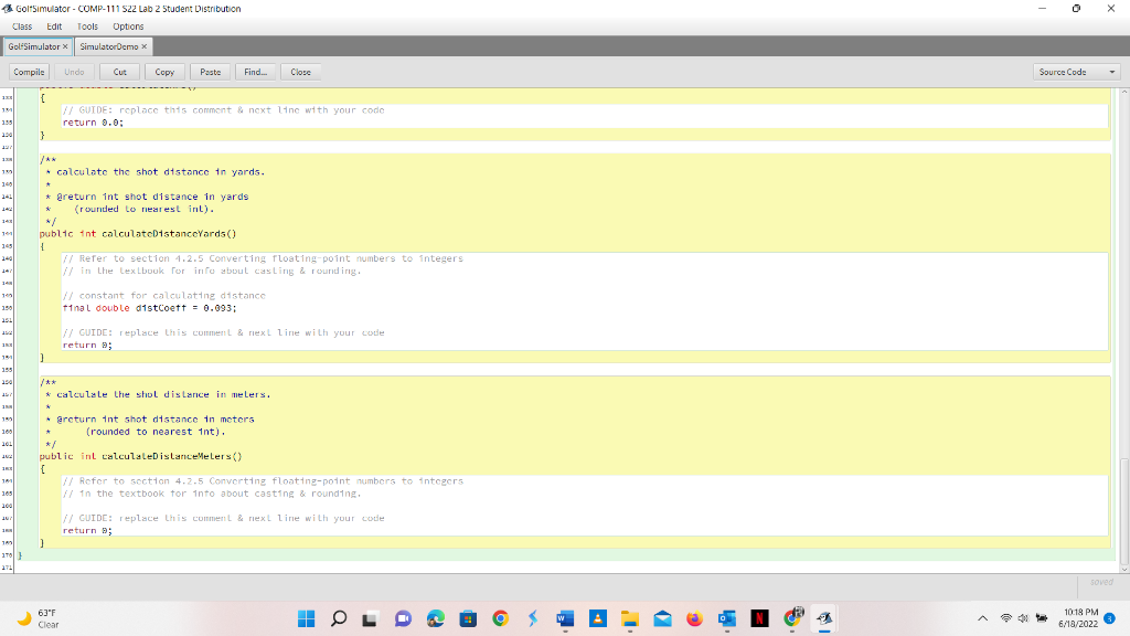 SimulatorDemo -COMP-111 S22 Lab 2 Student | Chegg.com