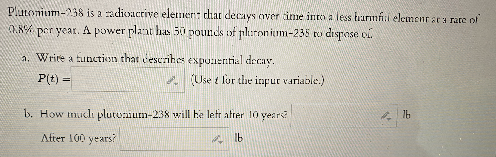 Solved Plutonium238 is a radioactive element that decays