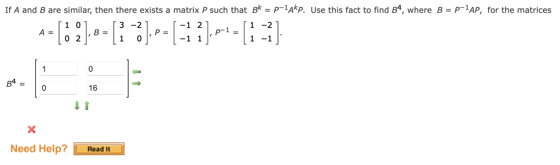 Solved If A and B are similar, then there exists a matrix P | Chegg.com