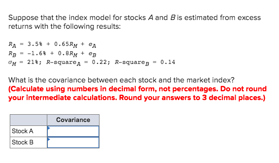 Solved Suppose That The Index Model For Stocks A And B Is | Chegg.com