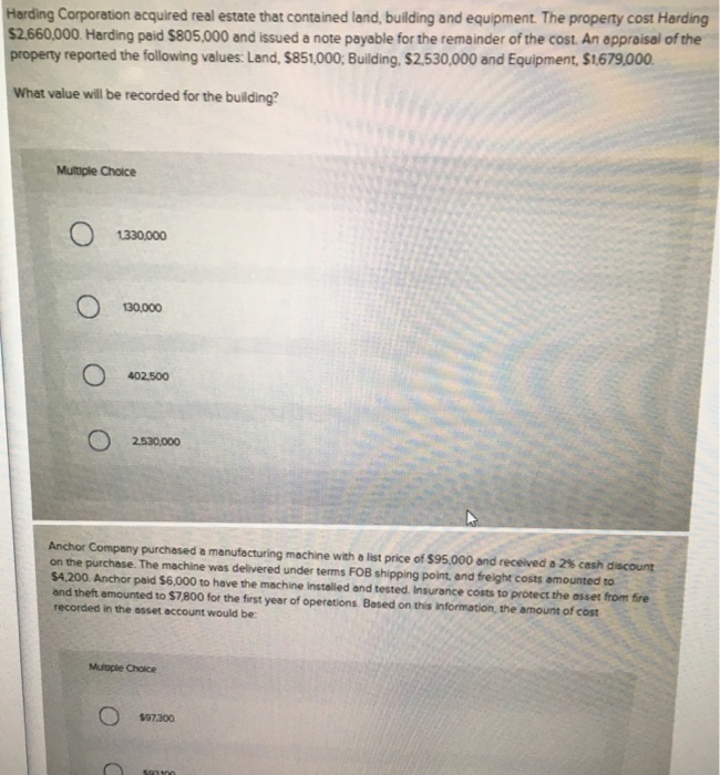 Solved Harding Corporation acquired real estate that
