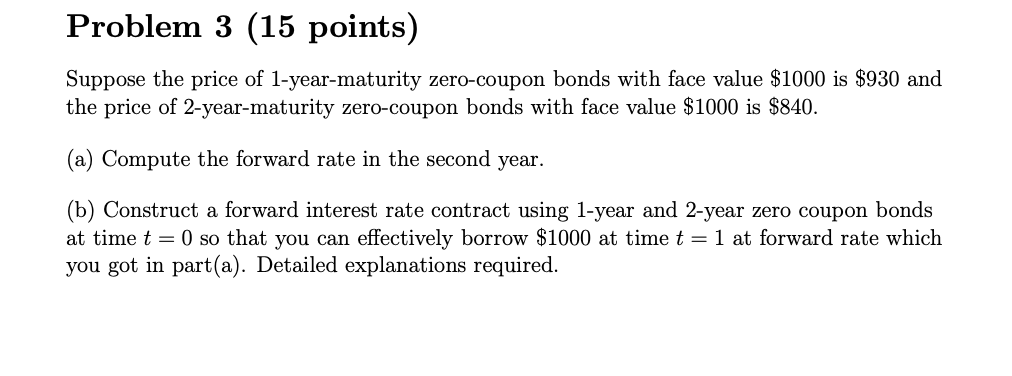 Solved Problem 3 (15 points) Suppose the price of | Chegg.com