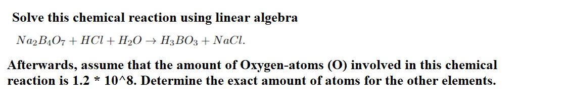 Solved Solve this chemical reaction using linear algebra | Chegg.com