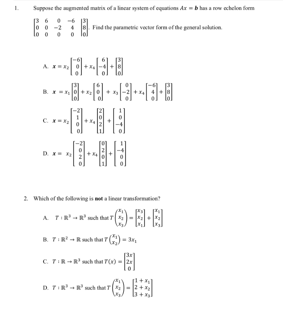 Solved Suppose the augmented matrix of a linear system of | Chegg.com