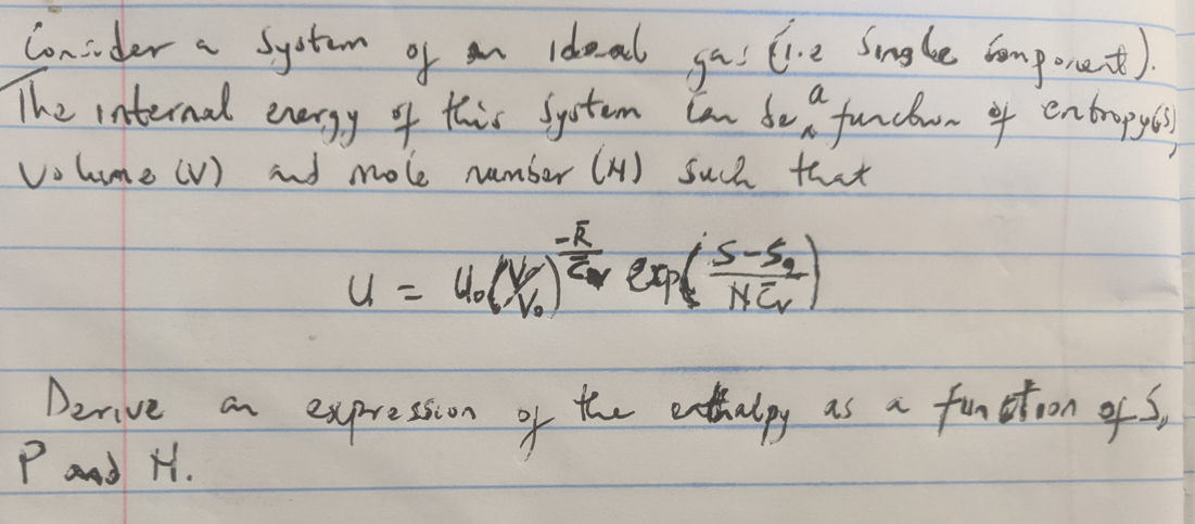 Solved 5. Consider a system composed of an ideal gas (i.e., | Chegg.com