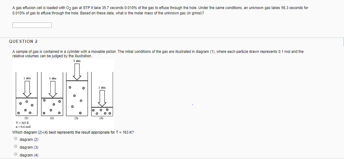 Solved A Gas Effusion Cell Is Loaded With O2 Gas At Stp I Chegg Com