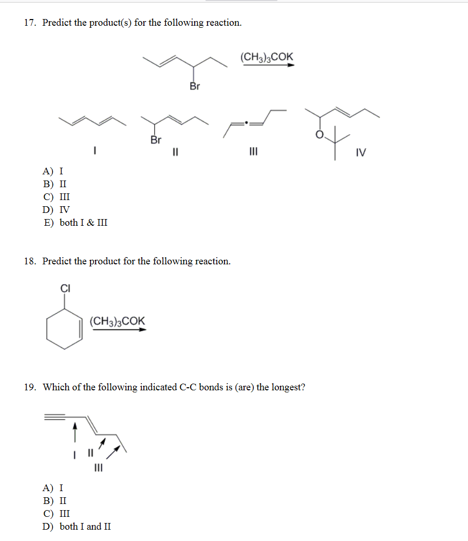 Solved 17. Predict the product(s) for the following | Chegg.com