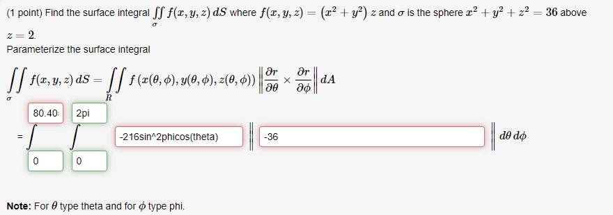 Solved (1 point) Find the surface integral ∬σf(x,y,z)dS | Chegg.com