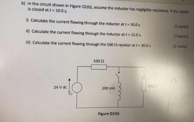 Solved B) In The Circuit Shown In Figure 01(b), Assume The | Chegg.com