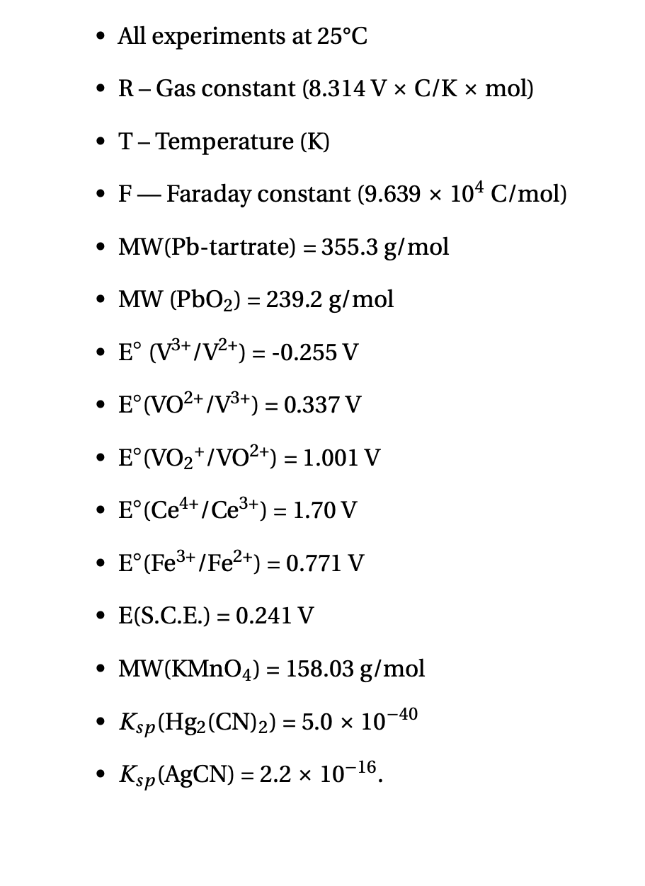 Solved 4 REDOX TITRATION [15] Vanadium(II) undergoes three