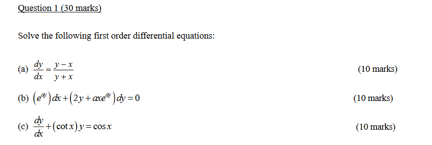 Solved Solve the following first order differential | Chegg.com