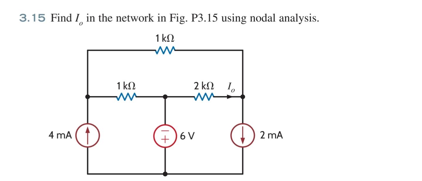 Solved 3.15 Find I in the network in Fig. P3.15 using nodal | Chegg.com
