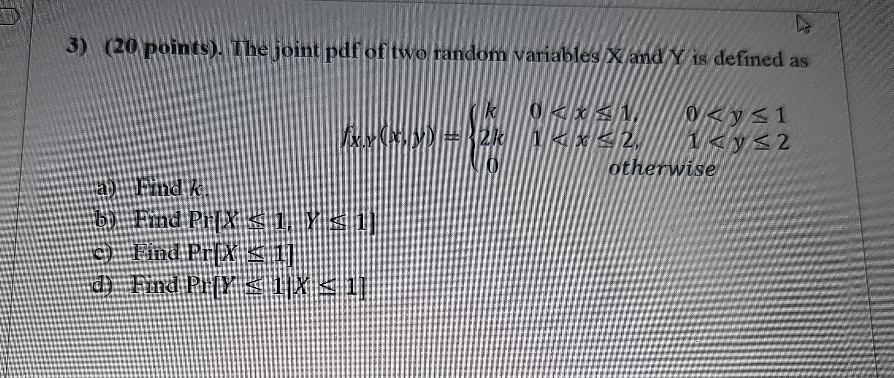 Solved Solve a b c d( 20 ﻿points). ﻿The joint pdf of ﻿two | Chegg.com