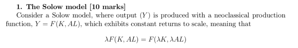 Solved 1. The Solow model [10 marks] Consider a Solow model, | Chegg.com