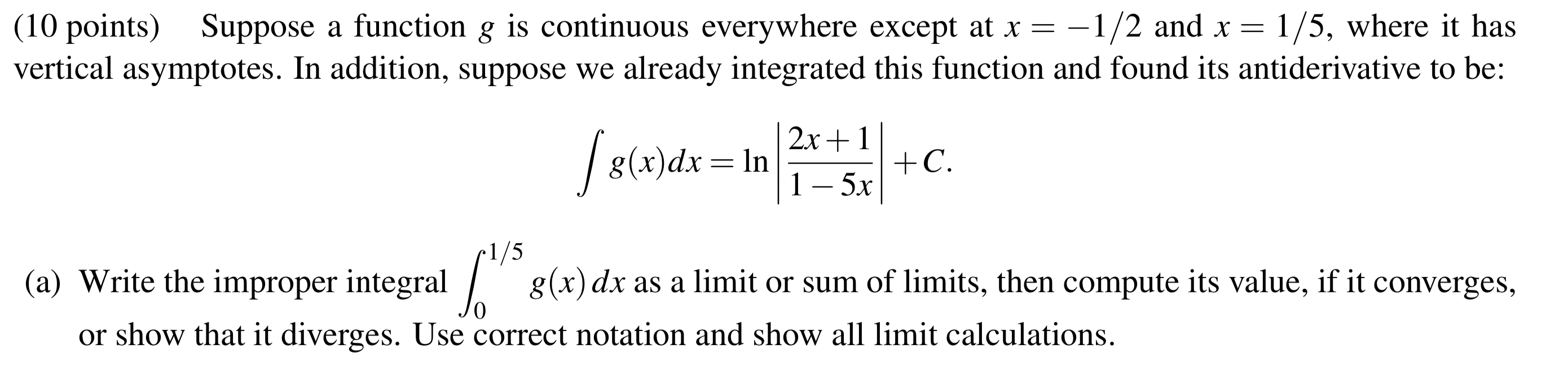 Solved (10 points) Suppose a function g is continuous | Chegg.com