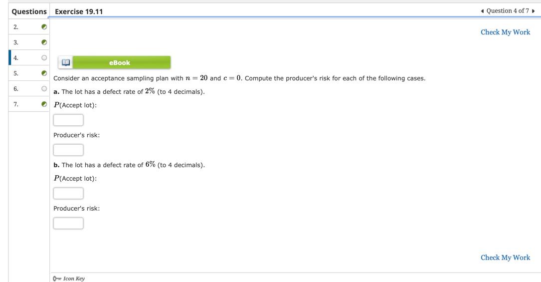 Solved Questions Exercise 19.11 Question 4 of 7 2. Check My | Chegg.com