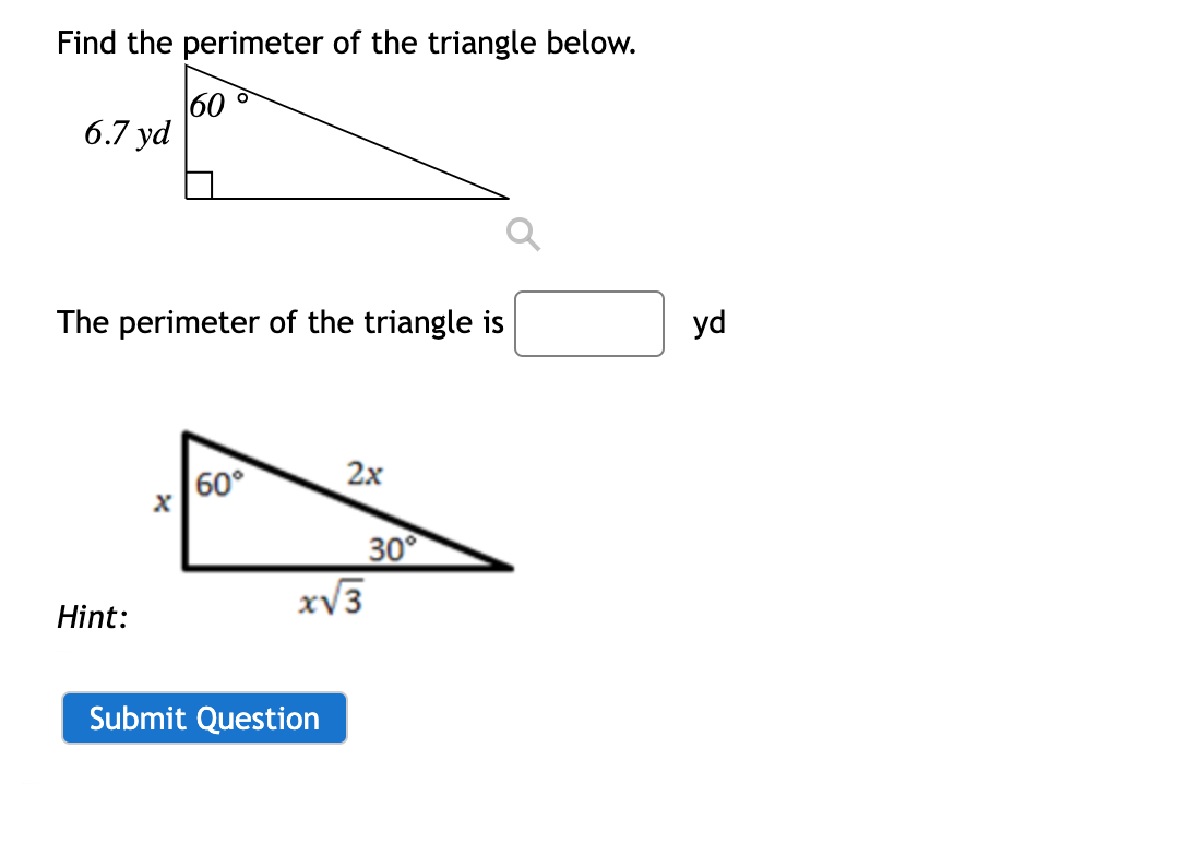 find the perimeter of triangle below