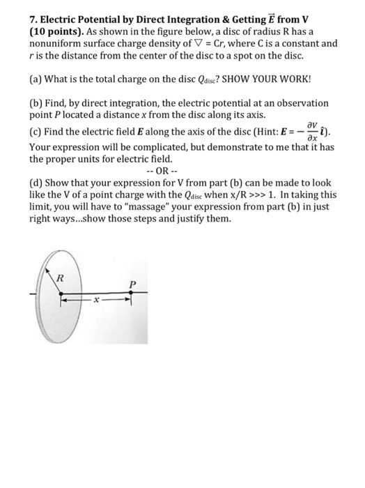 Solved Electric Potential by Direct Integration & Getting E | Chegg.com