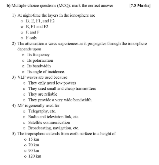 Solved b) Multiple-choice questions (MCQ): mark the correct | Chegg.com