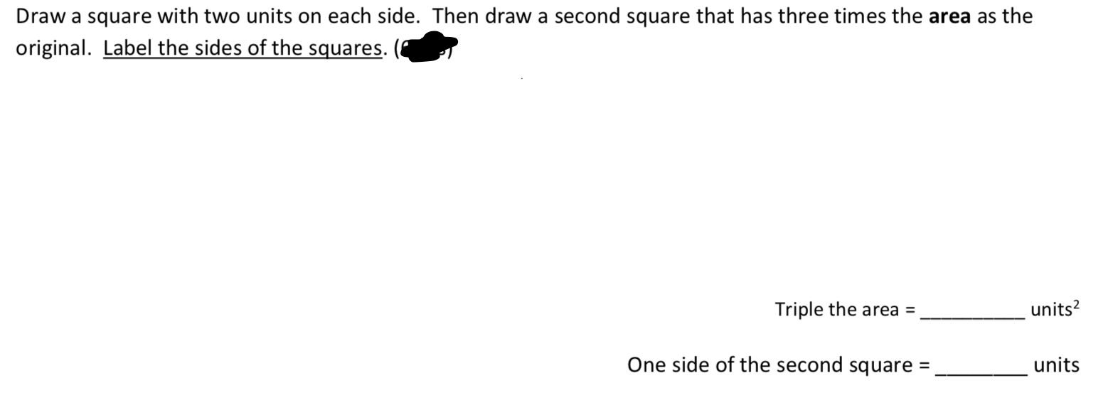 Solved Draw a square with two units on each side. Then draw | Chegg.com