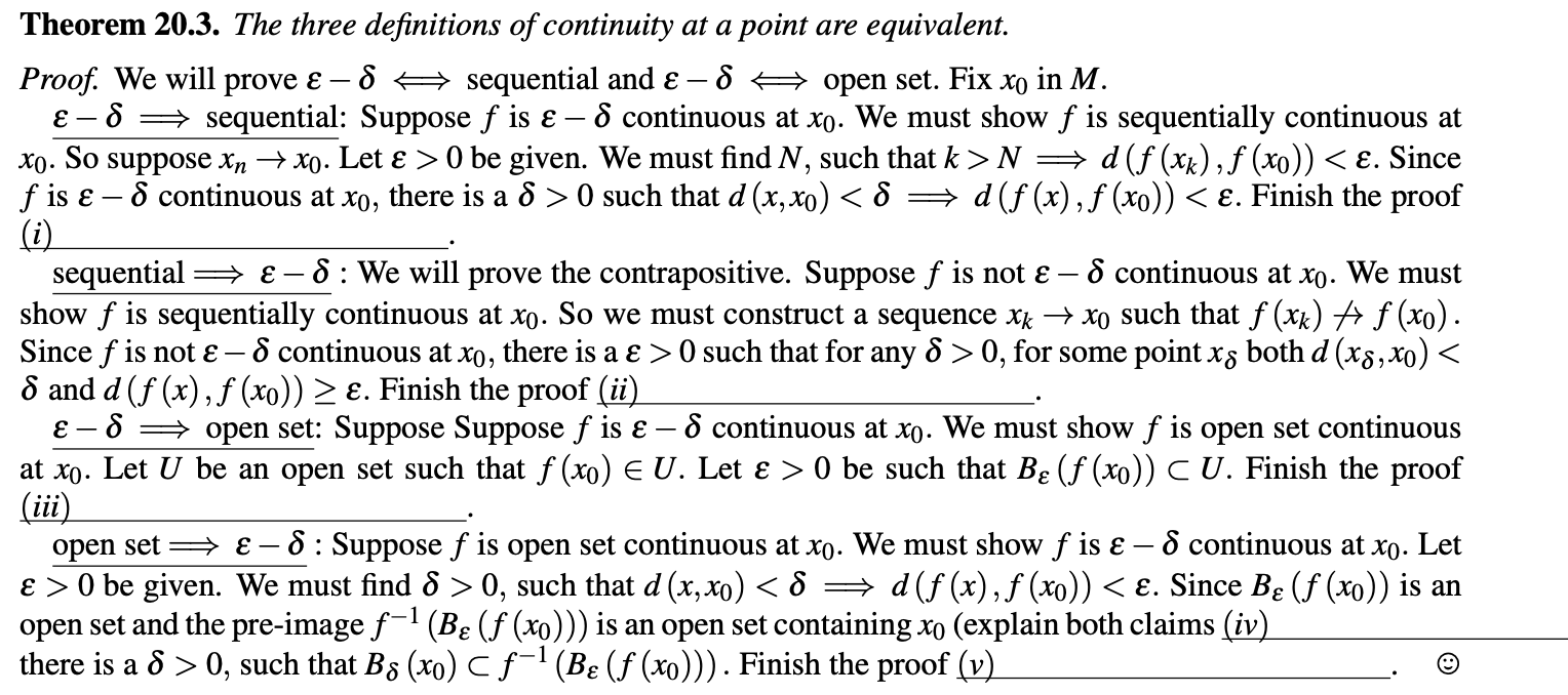 Solved Theorem 20.3. The three definitions of continuity at | Chegg.com
