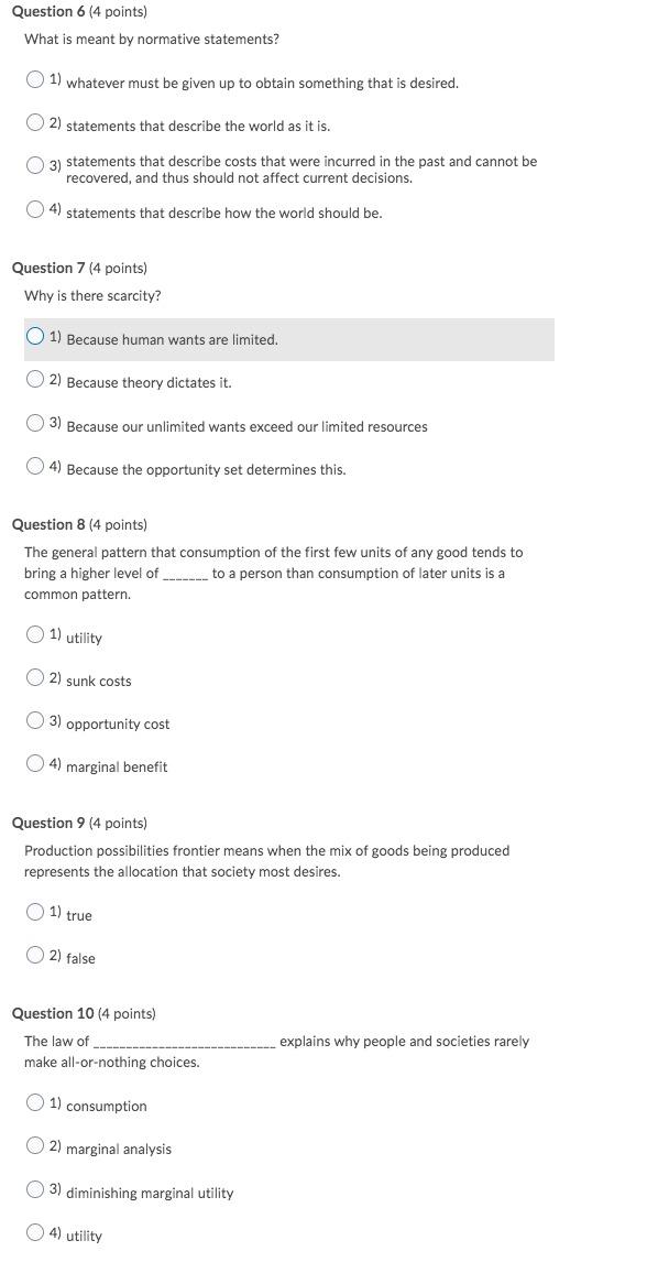 Solved Question 6 (4 Points) What Is Meant By Normative | Chegg.com