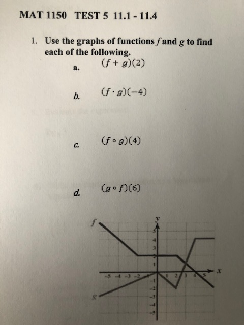 Solved Mat 1150 Test 5 11 1 11 4 1 Use The Graphs Of Fun Chegg Com